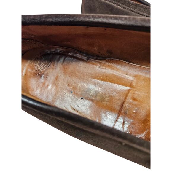 Vintage Gucci 13 Dark Brown Lug Horsebit Suede Loafer Career Classic Academia - Picture 4 of 6